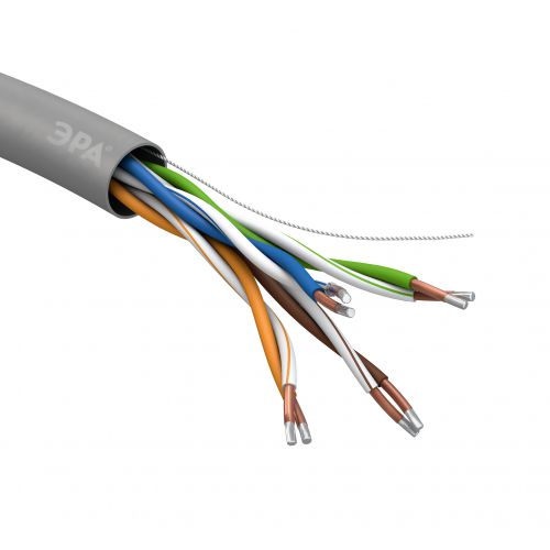 Б0044434 Кабель витая пара U/UTP кат.5E 4х2х24AWG solid CCA PVC Simple сер. (м) Эра 