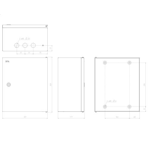 Б0047693 Корпус металлический ЩМПг-03 360x300x175 IP54 SHMPg-03_IP54_SIMPLE ЭРА 