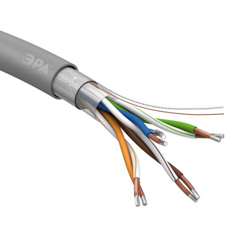 Б0044440 Кабель витая пара F/UTP кат.5E 4х2х24AWG solid CCA PVC Simple сер. (м) Эра 