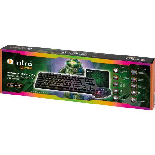 Б0056140 Комплект клавиатура и мышь DX750 игровые 1200-3600dpi + коврик черн. Intro 