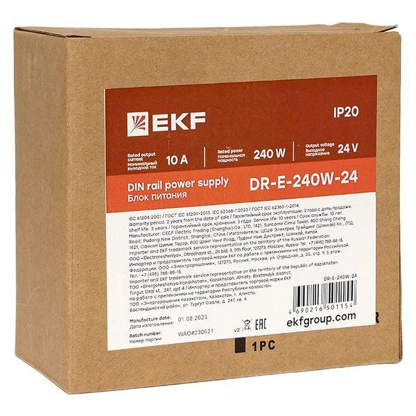 DR-E-240W-24 Блок питания на DIN-рейку 240Вт Uвх ~ 220В AC Uвых - 24В DC постоянного тока EKF 