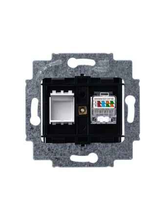 2CHH295117A6063 Розетка компьютерная Levit RJ45 кат.5E с заглушкой антрацит ABB 