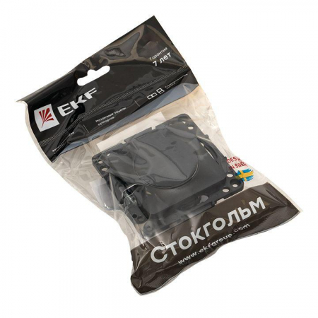 EZR16-028-10-44 Розетка 1-м СП Стокгольм 16А IP44 с заземл. защ. шторки с крышкой механизм черн. PROxima EKF 