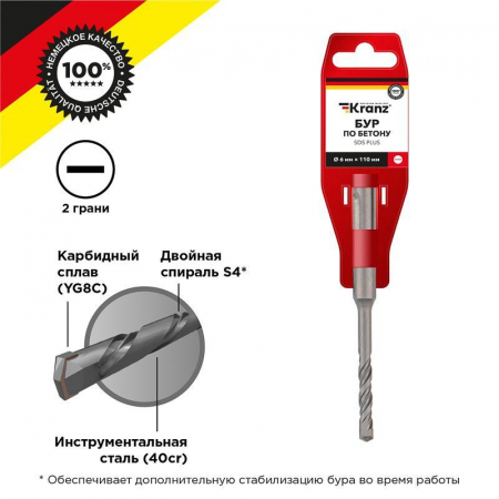 KR-91-0006 Бур по бетону 6x110мм SDS PLUS Kranz 