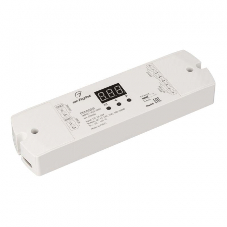 028406 Декодер SMART-K33-DMX (12-24В 1х15А) (IP20 пластик) Arlight 