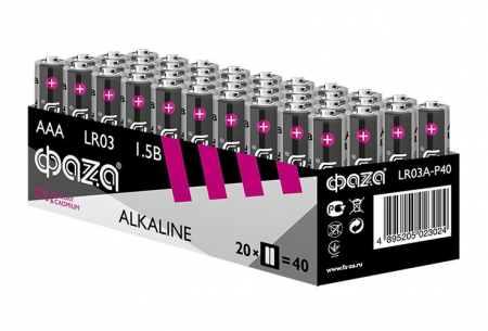5023024 Элемент питания алкалиновый AAA/LR03 1.5В Alkaline Pack-40 (уп.40шт) ФАZА 