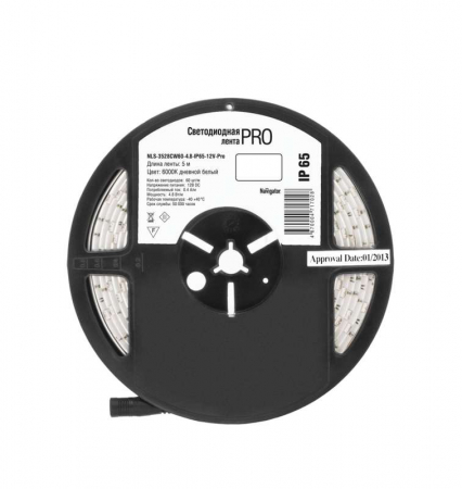 71702 Лента светодиодная 71 702 NLS-3528CW60-4.8-IP65-12V-Pro R5 4.8Вт/м (уп.5м) Navigator 