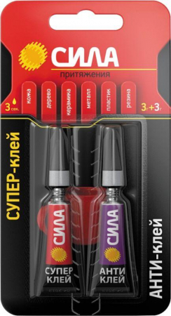 C0039400 Супер-клей сверхпрочный 3г+антиклей СИЛА 