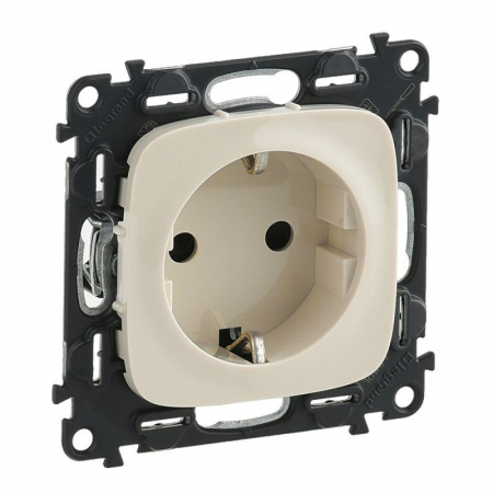 753821 Розетка 1-м СП Valena Allure 16А IP2X 250В 2P+E безвинт. клеммы с лицев. панелью механизм сл. кость Leg 