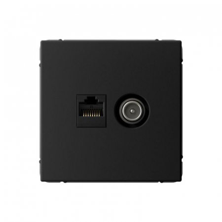 GAL001089 Розетка компьютерная + телевизионная 2-м ArtGallery RJ45 + TV кат.5E карбон SE 