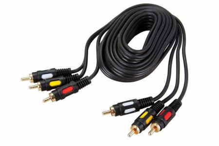 17-0214 Шнур 3RCA Plug - 3RCA Plug 3м (GOLD) (уп.10шт) Rexant