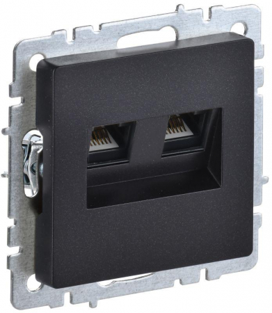 BR-K20-1-K02 Розетка компьютерная двойн. СП RJ45 кат.5E BRITE РК10-2-БрЧ механизм черн. IEK 