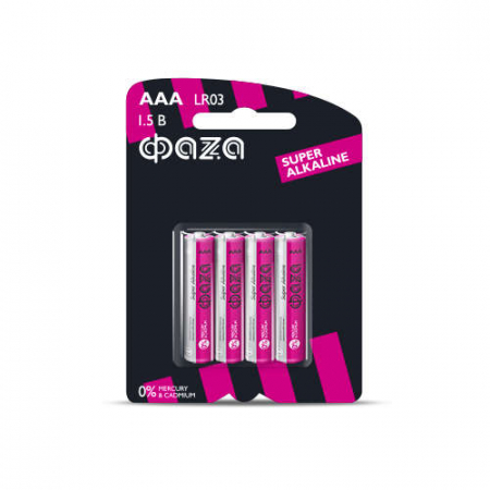 5000254 Элемент питания алкалиновый AAA/LR03 1.5В Super Alkaline BL-4 (уп.4шт) ФАZА 