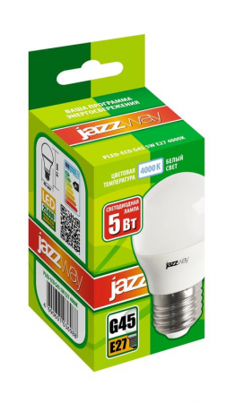 1036988A Лампа светодиодная PLED-ECO 5Вт G45 шар матовая 4000К нейтр. бел. E27 400лм 230В 50Гц JazzWay 