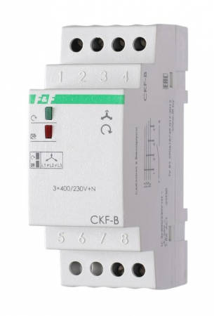 EA04.002.002 Реле контроля наличия; асимметрии и чередования фаз CKF-B (монтаж на DIN-рейке 35мм; задержка отключения 3-5с; 3х400/230В+N 2А 1Z) F&F 