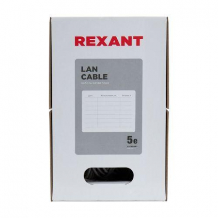 01-0043 Кабель витая пара U/UTP кат.5E 4х2х24AWG solid CU PVC сер. (м) Rexant 
