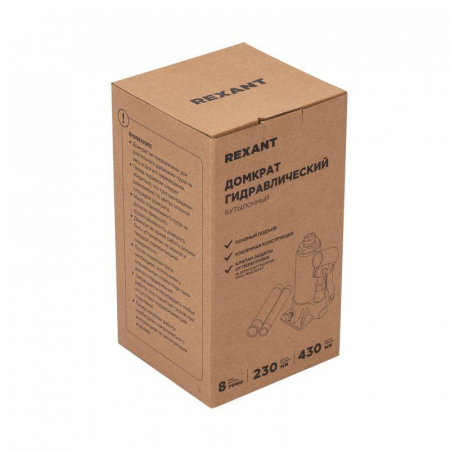 80-0612 Домкрат гидравлический бутылочный 8т Rexant 