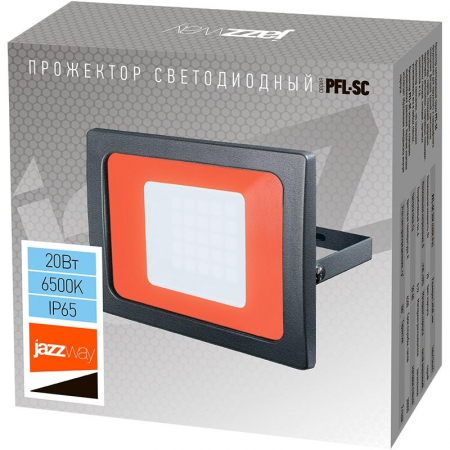 5004887 Прожектор светодиодный PFL-SC 20Вт 6500К IP65 190-260В ДО закален. матов. стекло JazzWay 