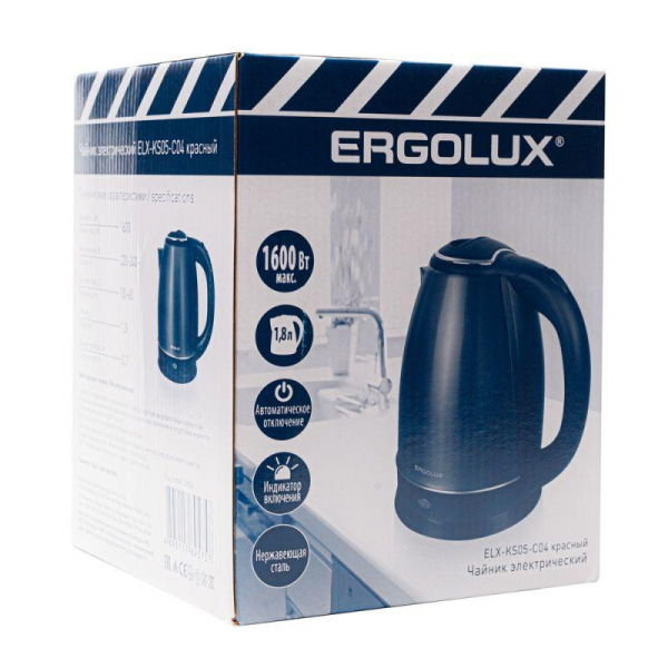 14926 Чайник ELX-KS05-C04 1.8л 220-240В 1600Вт нерж.сталь красн. ПРОМО Ergolux 