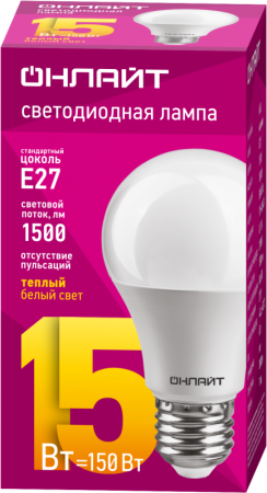 61149 Лампа светодиодная 61 149 OLL-A60-15-230-2.7K-E27 15Вт грушевидная ОНЛАЙТ 