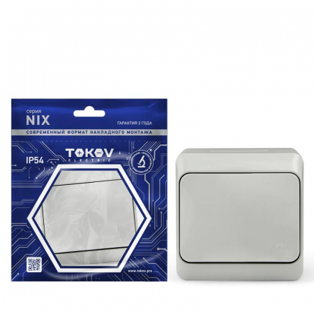 TKE-NX-V1-C06-IP54 Выключатель 1-кл. ОП Nix 10А IP54 250В сер. TOKOV ELECTRIC 