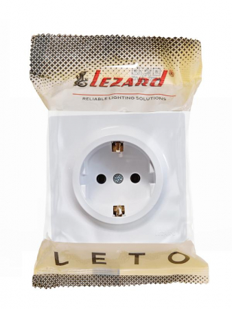 752-0200-122B Розетка 1-мест. с заземл. LETO ПБТ бел. LEZARD 