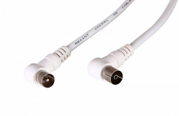 18-0024 Шнур TV Plug - TV Jack 3м угловой бел. Rexant 