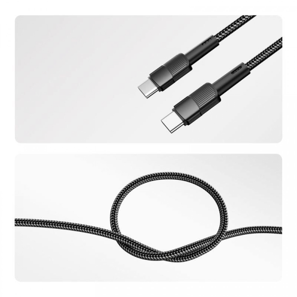 18-7071 Кабель Type-C-Type-C 3А 60Вт 1м черн. нейлон. оплетка Rexant 