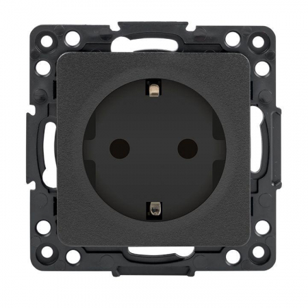 EZR16-028-10 Розетка 1-м СП Стокгольм 16А IP20 с заземл. защ. шторки механизм черн. PROxima EKF 