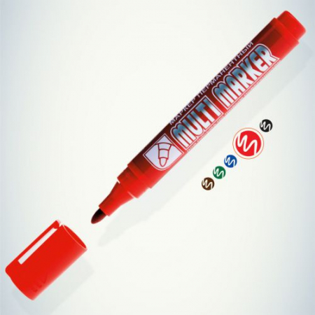Б0048241 Маркер перманентный "Multi Marker" 3мм пулевидный крас. Crown 