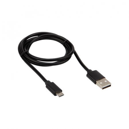 18-4241 Кабель USB microUSB шнур в металлической оплетке серебристый Rexant 