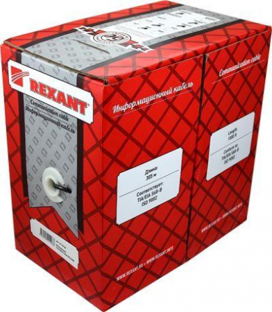 01-0122 Кабель витая пара F/UTP кат.5e 2х2х24AWG solid PVC INDOOR сер. (м) Rexant 