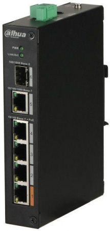 1365854 Коммутатор неуправляемый DH-PFS3106-4ET-60 4х100Мбит 1G 1SFP 3PoE+ 60Вт Dahua 