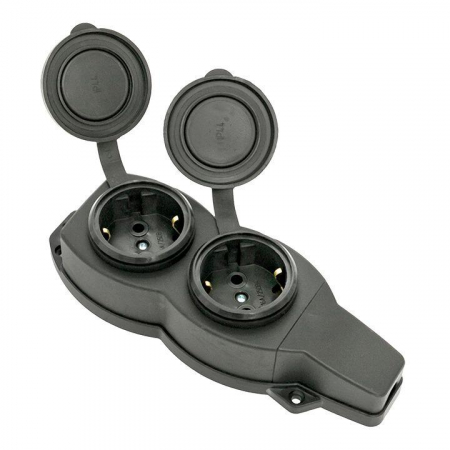 RPS-018-16-230-44 Колодка 2-м 16А IP44 2P+PE 230В с защ. крышками каучук Basic EKF 