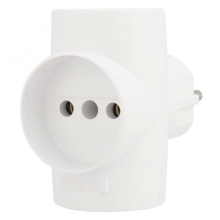 11-1077 Разветвитель 3-м без заземл. 10А IP20 бел. Rexant 