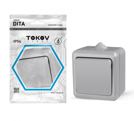 TKL-DT-V1-C06-IP54 Выключатель 1-кл. ОП Dita IP54 10А 250В сер. TOKOV ELECTRIC 