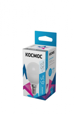 LkecLED6.5wGL45E1445 Лампа светодиодная 6.5Вт шар 4500К бел. E14 220В КОСМОС 