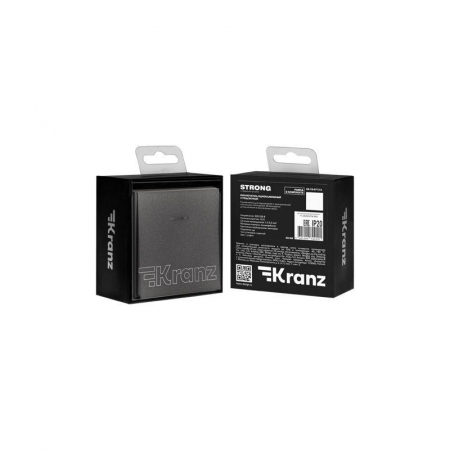 KR-78-0713-6 Выключатель 1-кл. СП STRONG MIELE 10А с подсветкой графит Kranz 