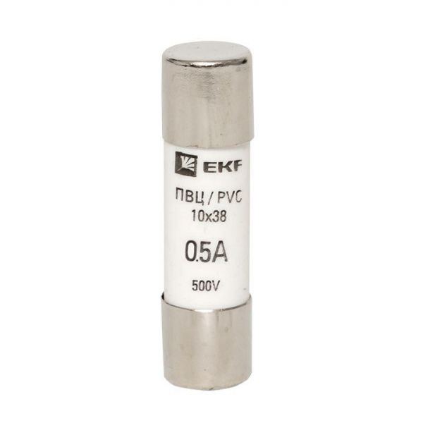 pvc-10x38-0,5 Вставка плавкая цилиндрическая ПВЦ 10х38 0.5А EKF pvc-10x38-0.5