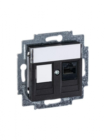2CHH295117A6063 Розетка компьютерная Levit RJ45 кат.5E с заглушкой антрацит ABB 