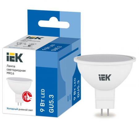 LLE-MR16-9-230-65-GU5 Лампа светодиодная MR16 софит 9Вт 230В 6500К GU5.3 IEK 