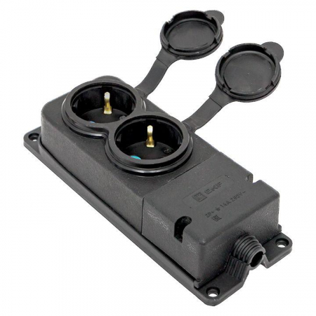 RPS-018-16-230-44-r Колодка 2-м 16А IP44 2P+PE 230В с защ. крышками каучук PROxima EKF 
