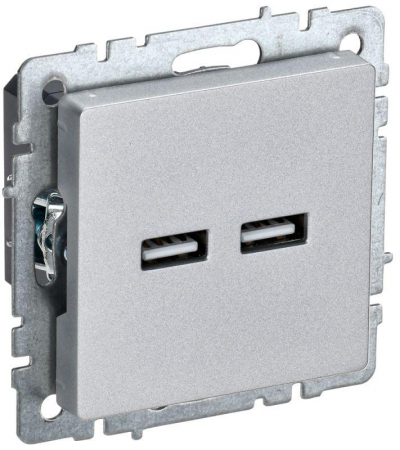 BR-U21-D31-K47 Розетка BRITE USB A+A 3.1А РЮ10-1-БрА механизм алюм. IEK 