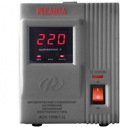 63/6/3 Стабилизатор напряжения АСН-1500/1-Ц 1ф 1.5кВт IP20 релейный Ресанта 
