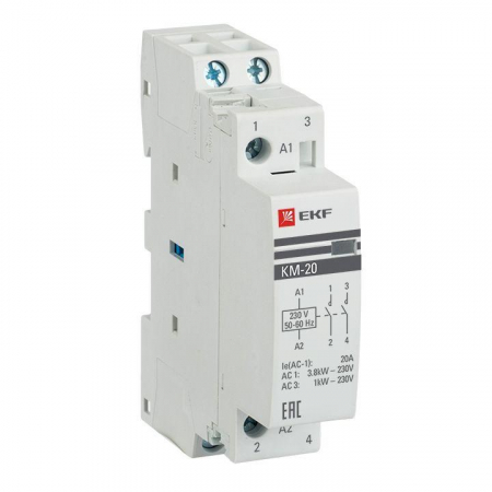 km-1-20-20 Контактор модульный КМ 20А 2NО (1 мод.) EKF 