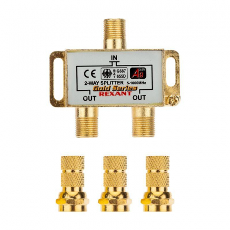 05-6101-1 Делитель ТВ "краб" x2+3шт.F "BOX" 5-1000 МГц "GOLD" Rexant 