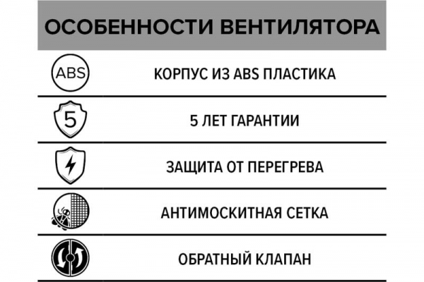 E 125 S C Вентилятор осевой с антимоскит. сеткой с обрат. клапаном D 125 ERA E 125 SC