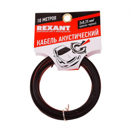 01-6101-3-10 Кабель Stereo 2х0.25 красн./черн. (уп.10м) Rexant 