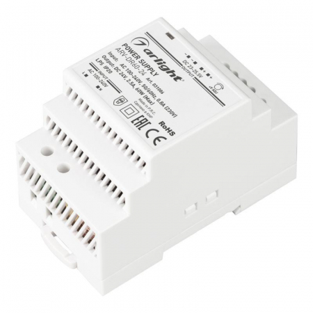 031086 Блок питания ARV-DR60-24 24В 2.5А 60Вт IP20 DIN-рейка Arlight 