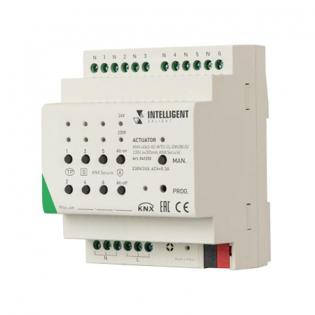 041250 Актуатор KNX-4063-82-WTO-CL-DIN (BUS/230В 6х300мА KNX Secure) IP20 пластик INTELLIGENT ARLIGHT 